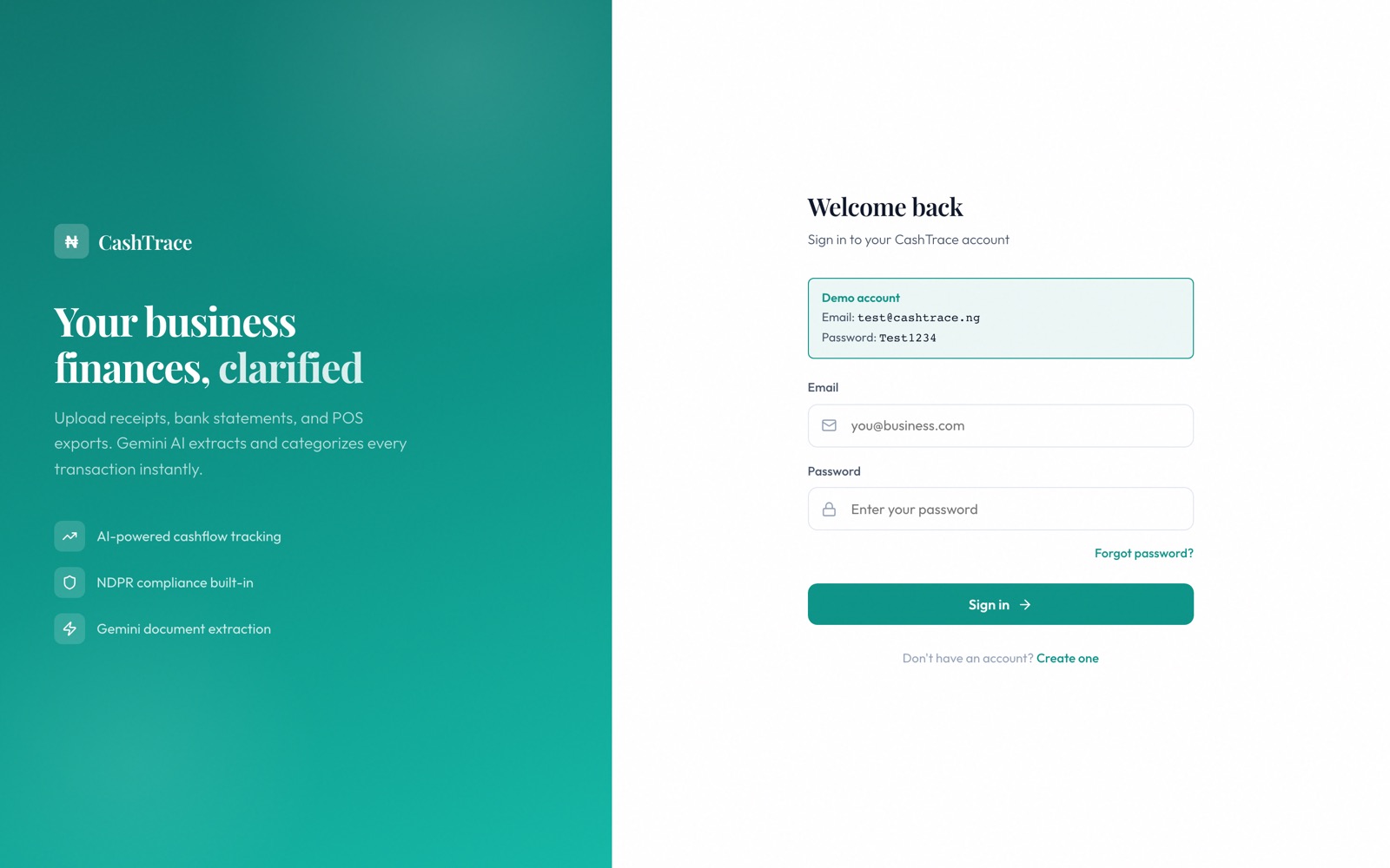 CashTrace website